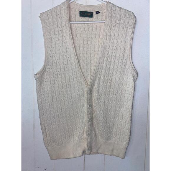 V.I. JULIAN Sweater Vest Mens Size Large Vintage Cable Knit V-Neck Button-Front - Picture 1 of 4